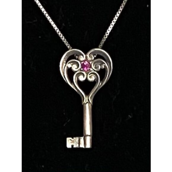 Sterling 18” 925 Silver  “Key to my Heart” Ne klace - Picture 1 of 12